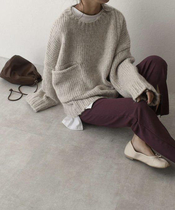 Oversized Knitted Sweater - AutumnComfort-S-Nora Luxe