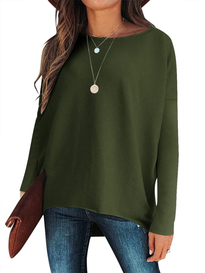 Oversized Ladies Sweater - Sophie-Olive Green-S-Nora Luxe