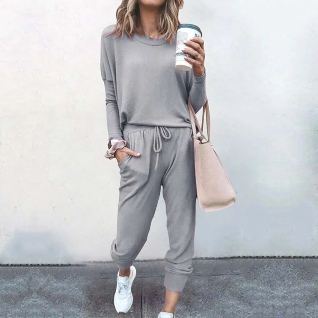 Oversized Ladies Tracksuit - Velana-light grey-S-Nora Luxe