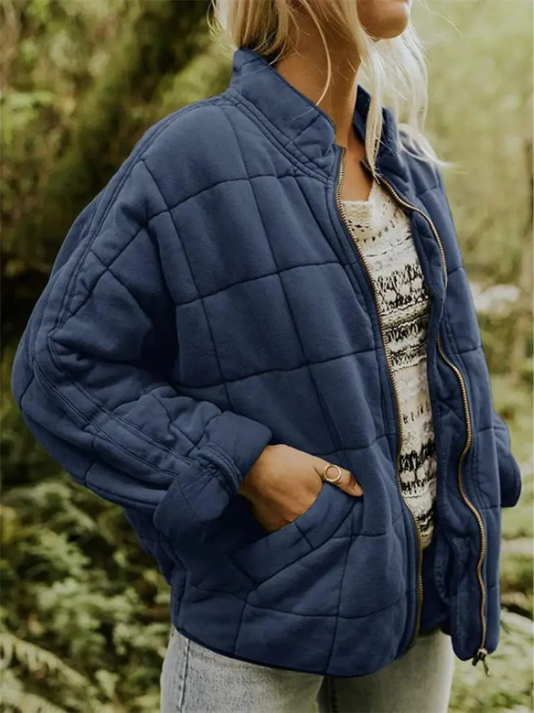 Oversized Padded Intermediate Jacket - Eliza-Blue-gray-S-Nora Luxe