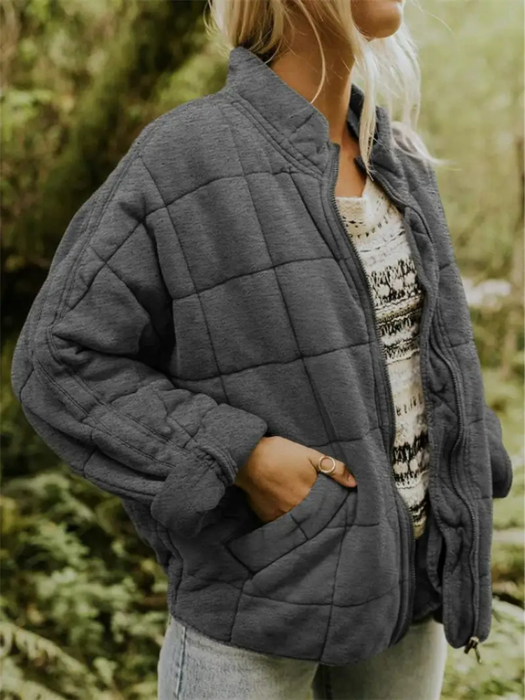 Oversized Padded Intermediate Jacket - Eliza-Dark grey-S-Nora Luxe