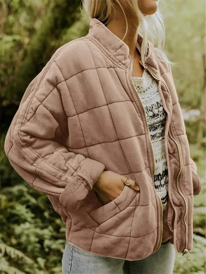 Oversized Padded Intermediate Jacket - Eliza-Khaki-S-Nora Luxe