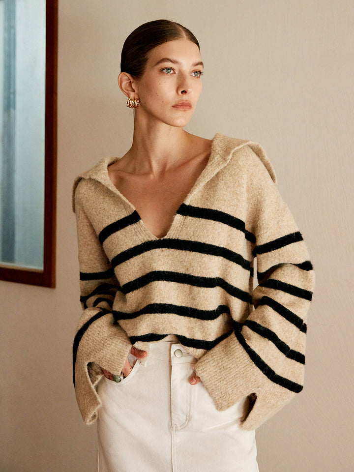 Oversized Striped Sweater for Women - Celina-Beige-XS-Nora Luxe
