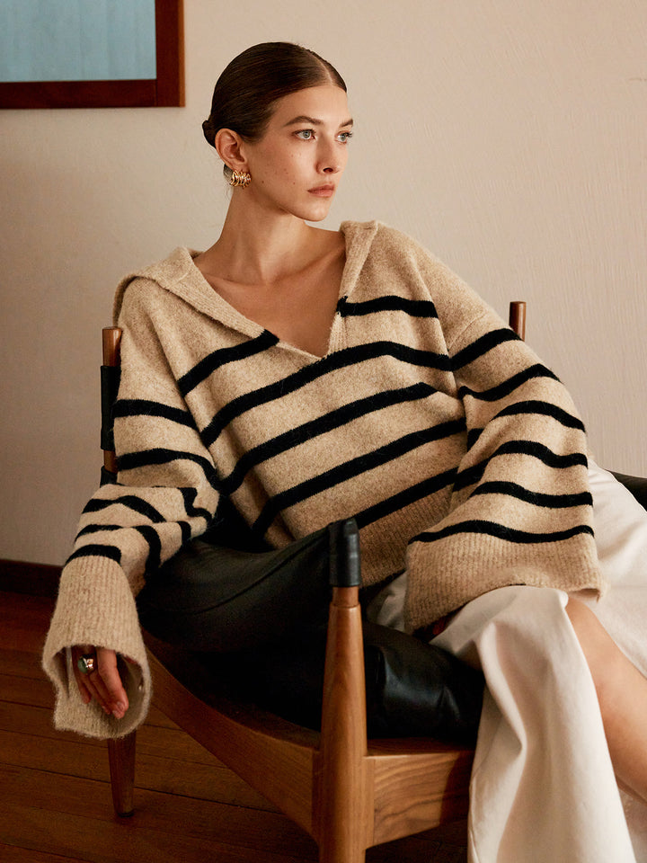 Oversized Striped Sweater for Women - Celina-Beige-XS-Nora Luxe