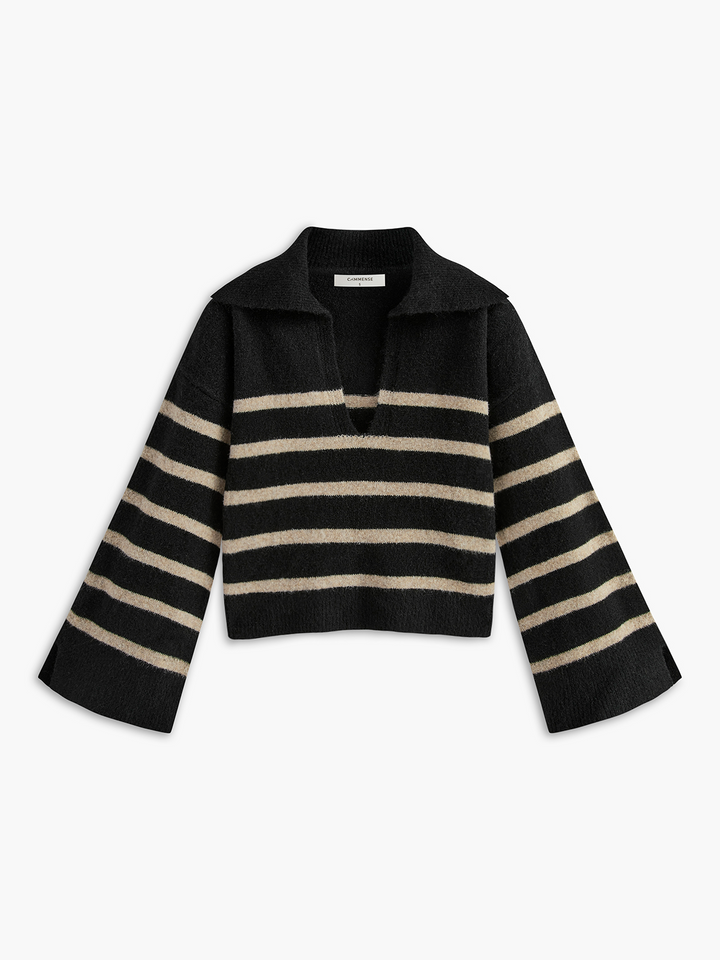 Oversized Striped Sweater for Women - Celina-Black-XS-Nora Luxe