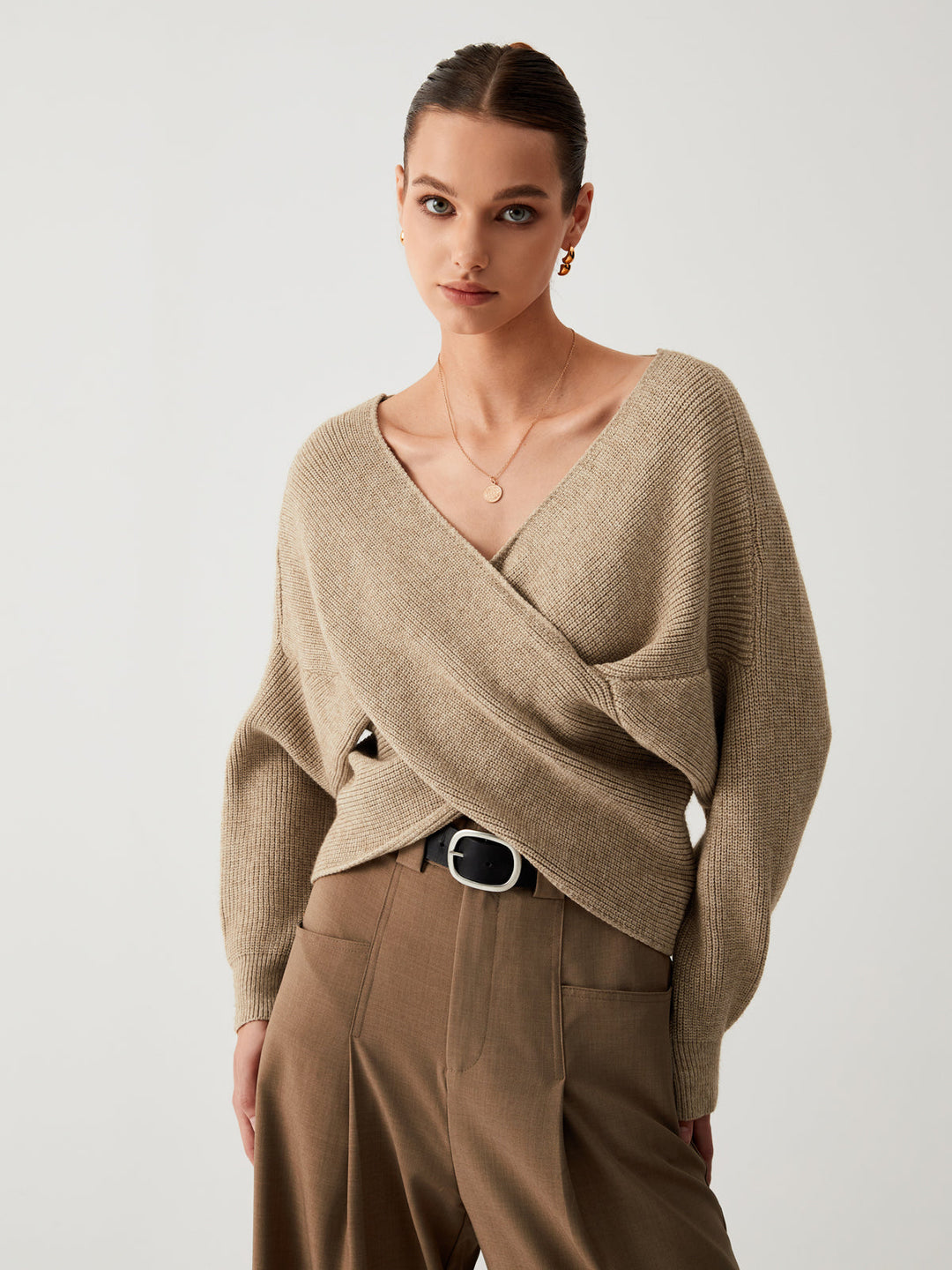 Oversized Sweater for Women - Sienna-Khaki-XS-Nora Luxe