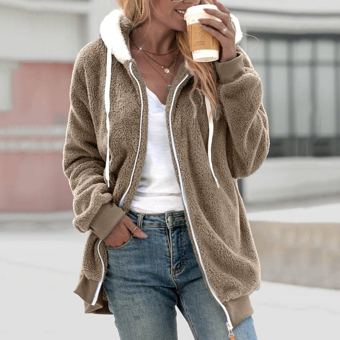 Oversized Warm Teddy Vest with Zip - Emilia-Beige-S-Nora Luxe