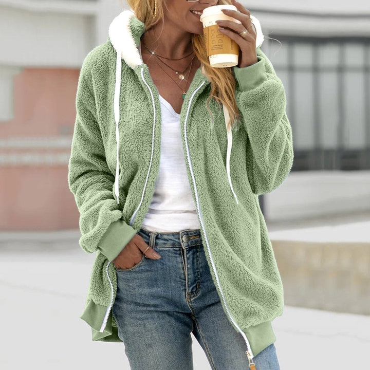 Oversized Warm Teddy Vest with Zip - Emilia-Light Green-S-Nora Luxe