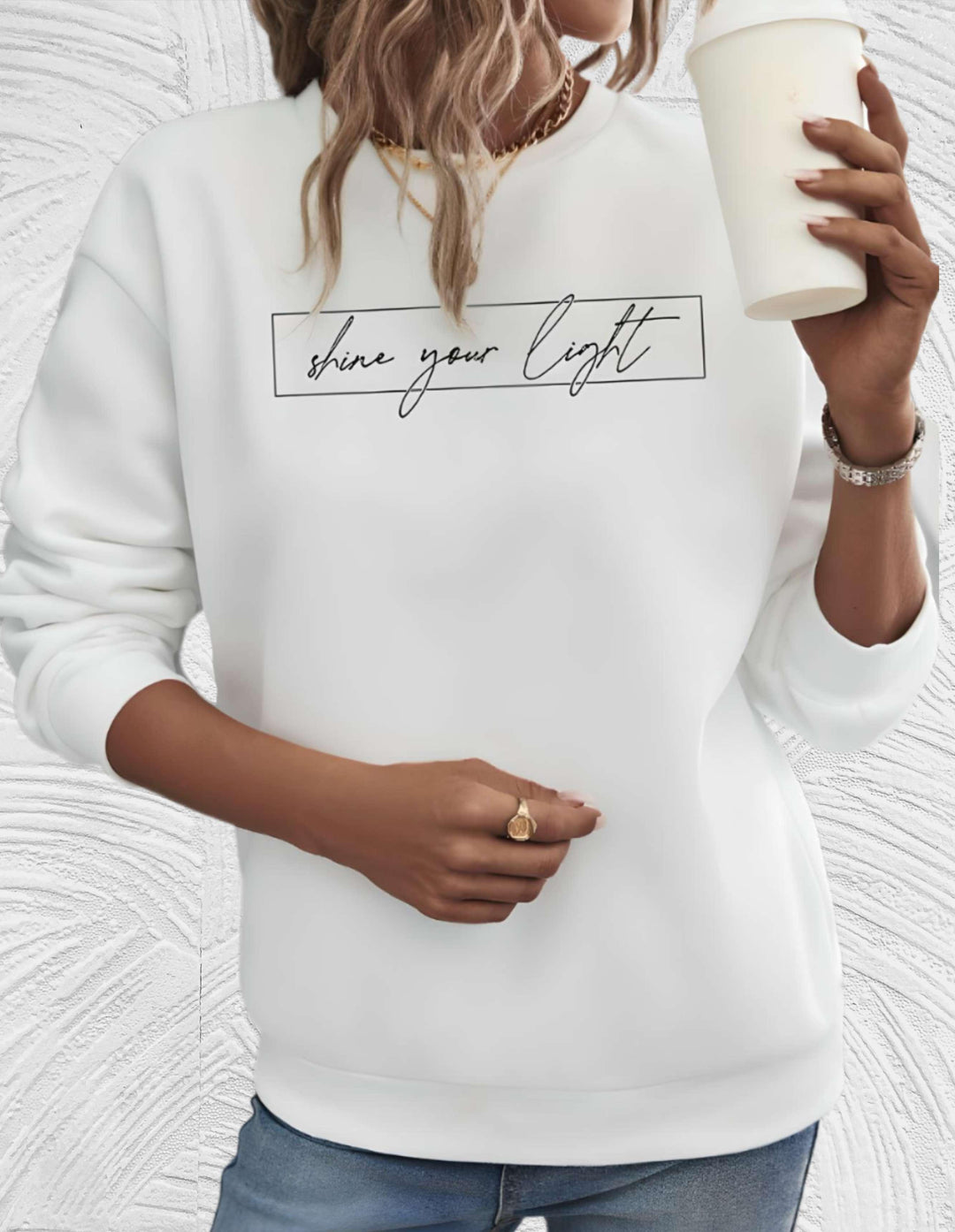 Oversized Women's Sweater with Round Neck - Luna-White-S-Nora Luxe