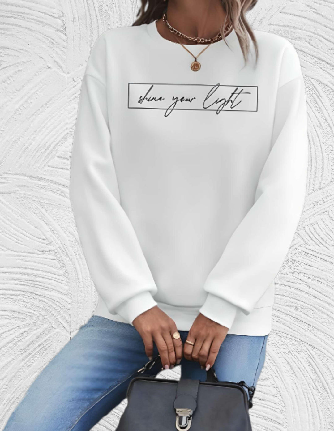 Oversized Women's Sweater with Round Neck - Luna-White-S-Nora Luxe