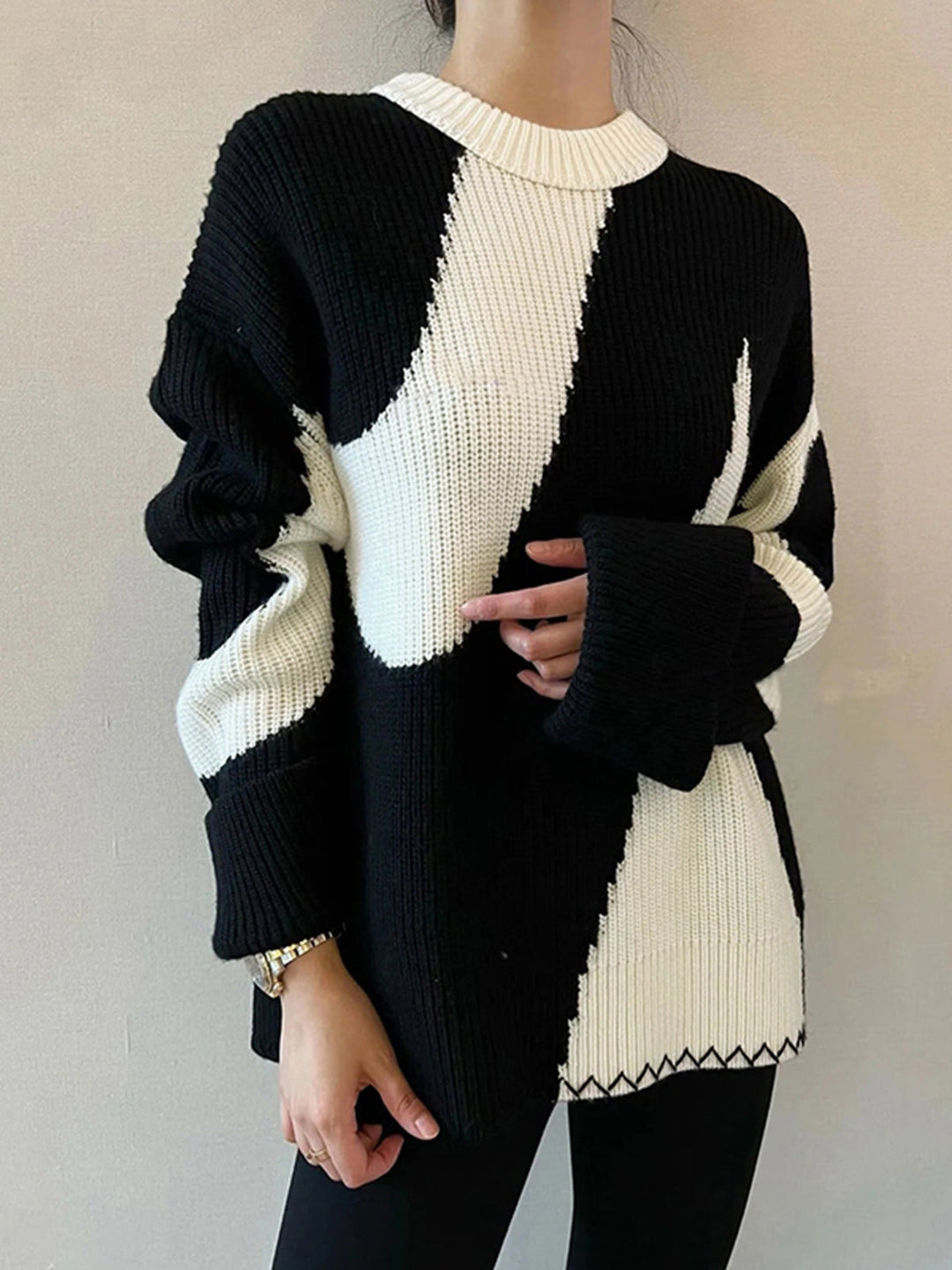 Oversized Zebra Print Sweater for Women - Lyla-Black-XS-Nora Luxe