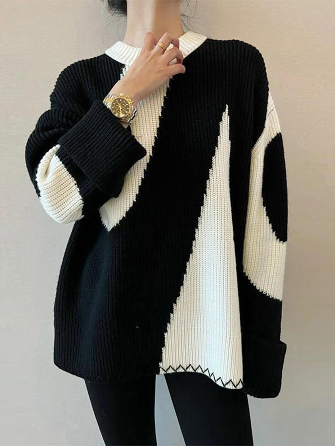 Oversized Zebra Print Sweater for Women - Lyla-Black-XS-Nora Luxe