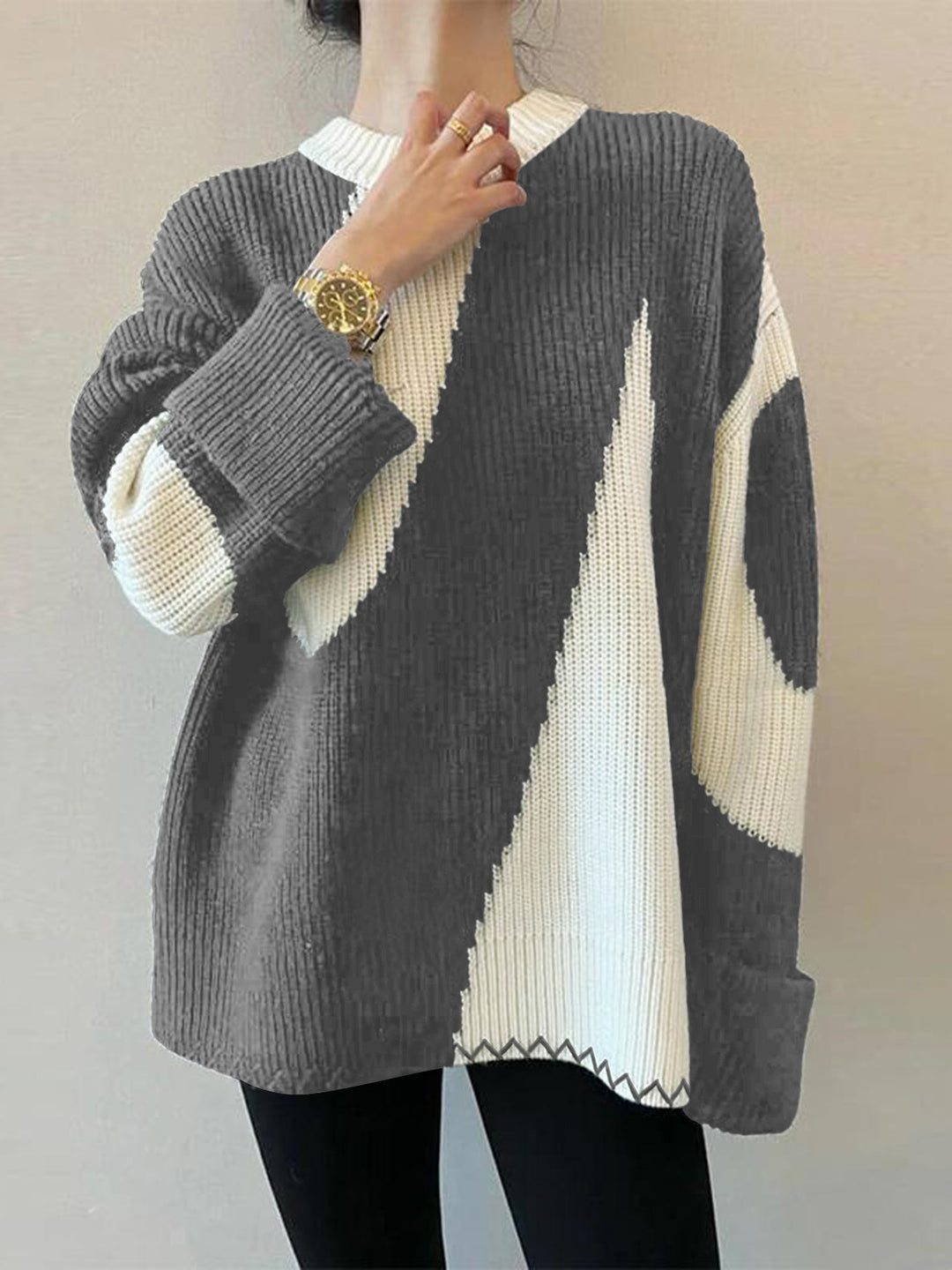 Oversized Zebra Print Sweater for Women - Lyla-Gray-XS-Nora Luxe