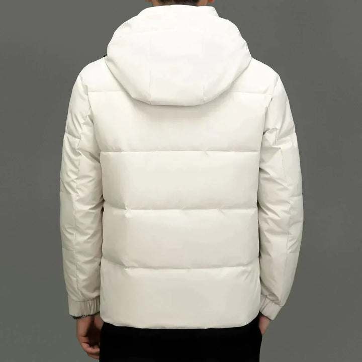 Padded Men's Jacket with Hood - Milo-White-M-Nora Luxe