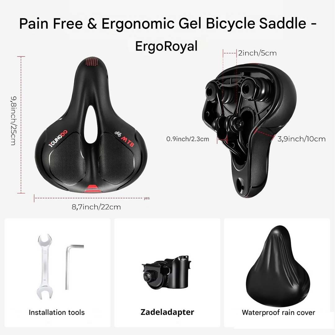 Pain-Free & Ergonomic Gel Bike Saddle - ErgoRoyal-Blue-Nora Luxe