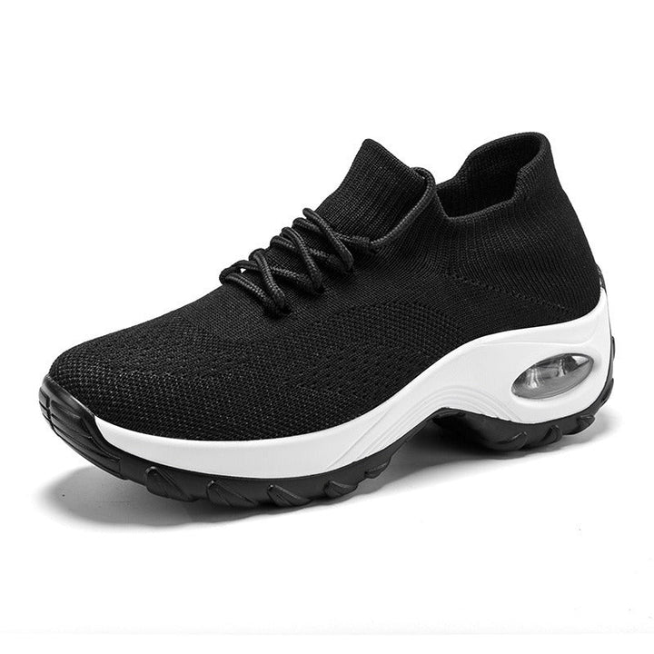Pain-Relieving Ladies Sneakers - ComfortMax-Black/white-4-Nora Luxe