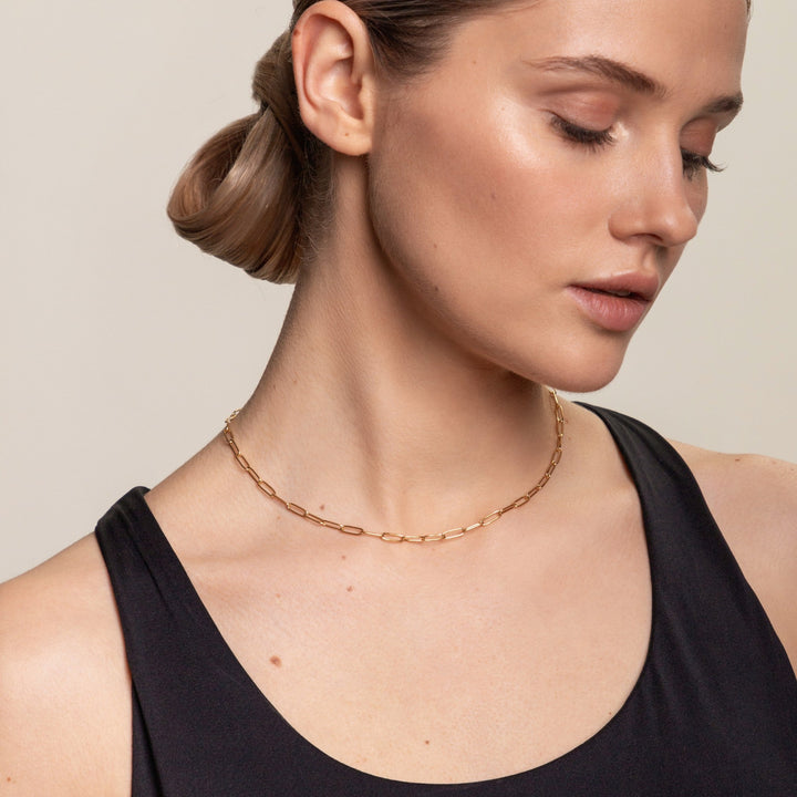 Paperclip Choker Necklace - Lina-Gold-Nora Luxe