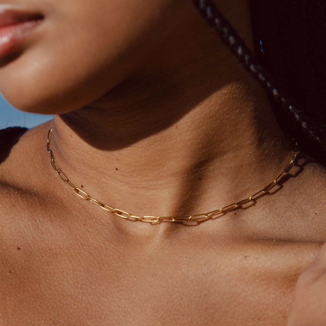 Paperclip Choker Necklace - Lina-Gold-Nora Luxe