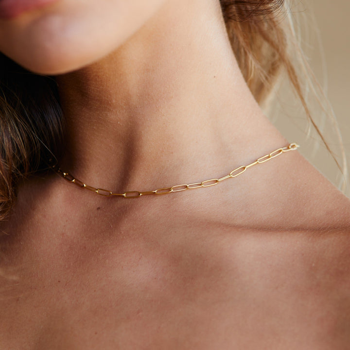 Paperclip Choker Necklace - Lina-Gold-Nora Luxe