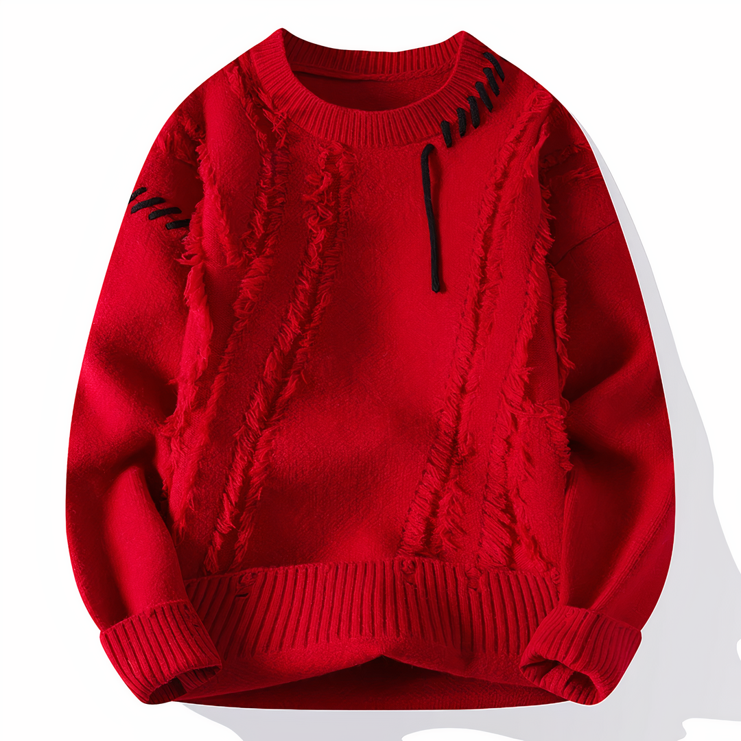 Patchwork Men's Sweater - Jasper-Red-XS-Nora Luxe