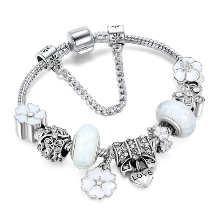 Peach Blossom Charm Bracelet | Elegant & Delicate Design-White-Nora Luxe