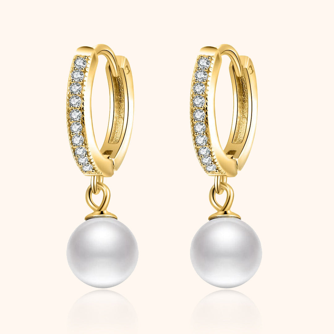 Pearl and Zirconia Earrings - Juliette-18K gold plated-Nora Luxe