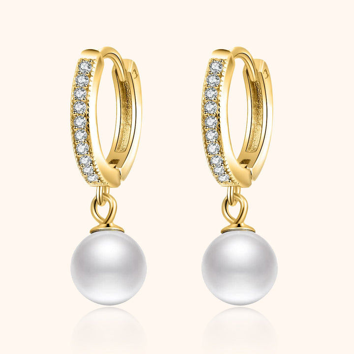 Pearl and Zirconia Earrings - Juliette-18K gold plated-Nora Luxe