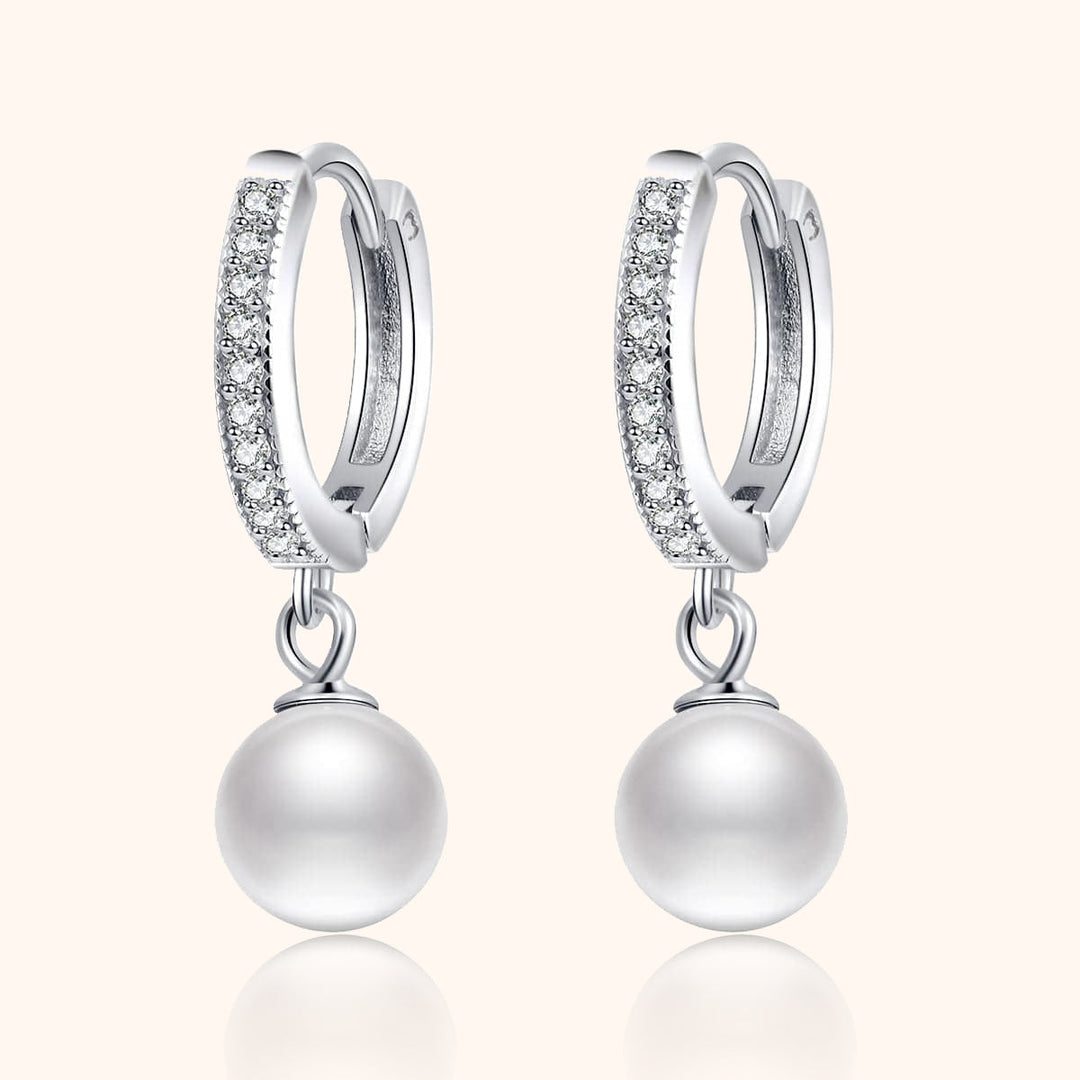 Pearl and Zirconia Earrings - Juliette-Silver-Nora Luxe