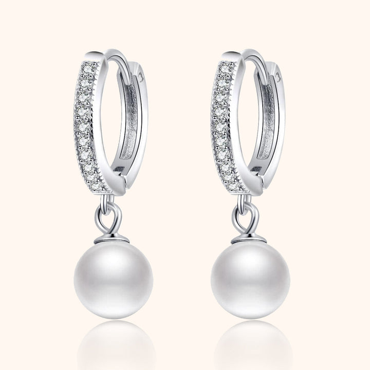 Pearl and Zirconia Earrings - Juliette-Silver-Nora Luxe