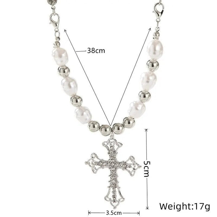 PEARL CROSS PENDANT NECKLACE | Elegant Women's Jewellery | Timeless Design-Nora Luxe