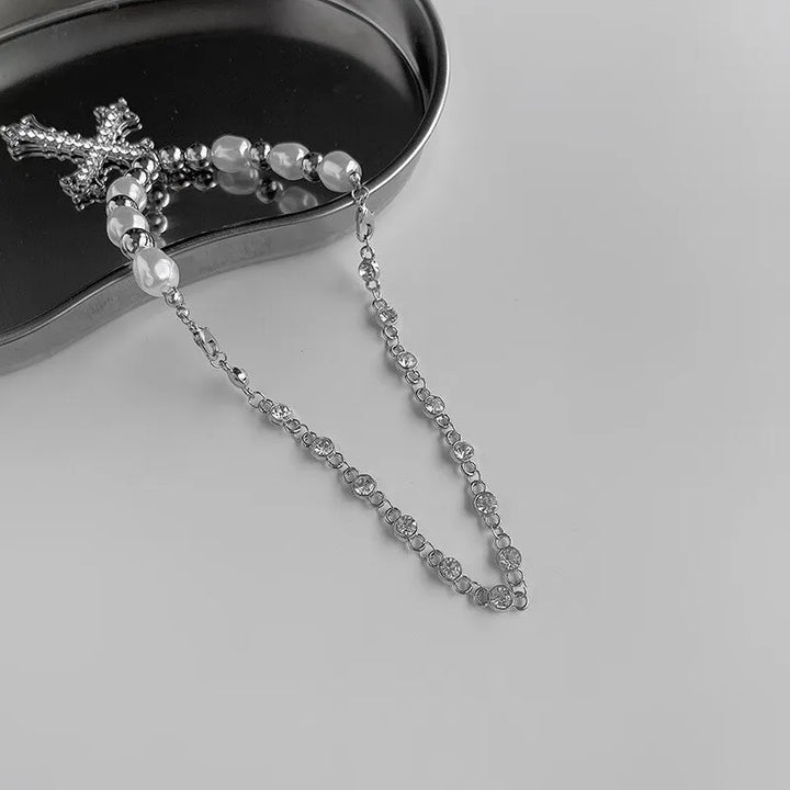 PEARL CROSS PENDANT NECKLACE | Elegant Women's Jewellery | Timeless Design-Nora Luxe