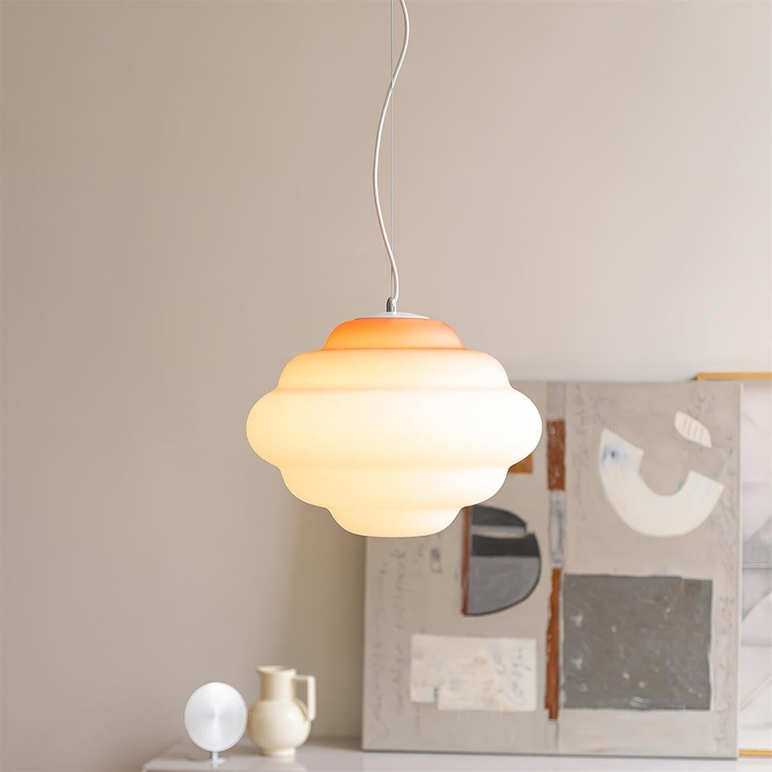 Pendant lamp with gradient and soft light diffusion - Aérola-Red-The Livary