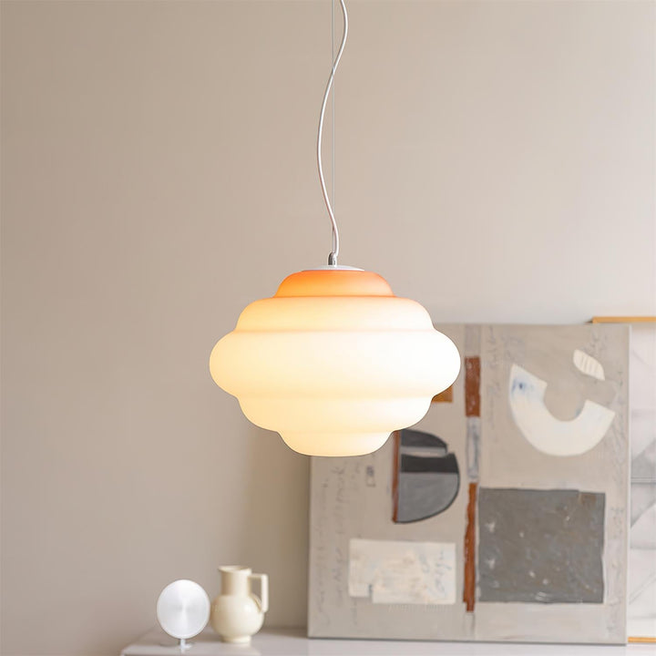 Pendant lamp with gradient and soft light diffusion - Aérola-Red-The Livary