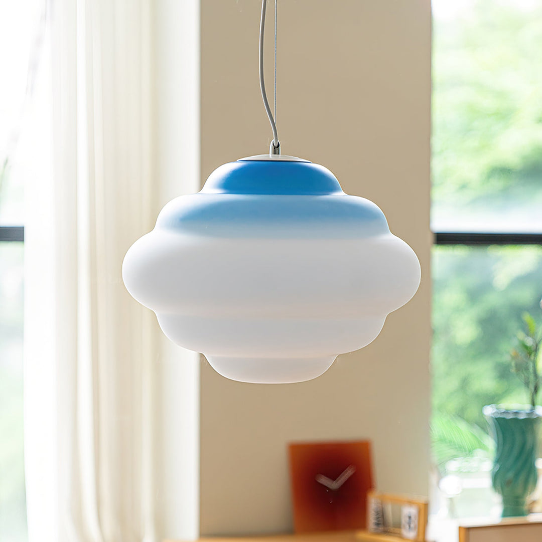 Pendant lamp with gradient and soft light diffusion - Aérola-Red-The Livary