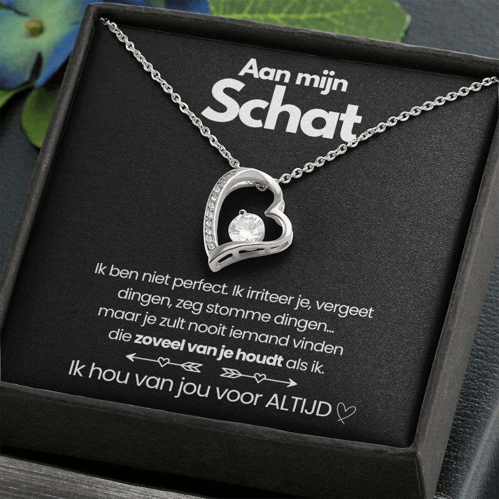 Pendant Necklace with Heart-Shaped Zirconia Stone - Esmée-14k White Gold-Standard-Nora Luxe