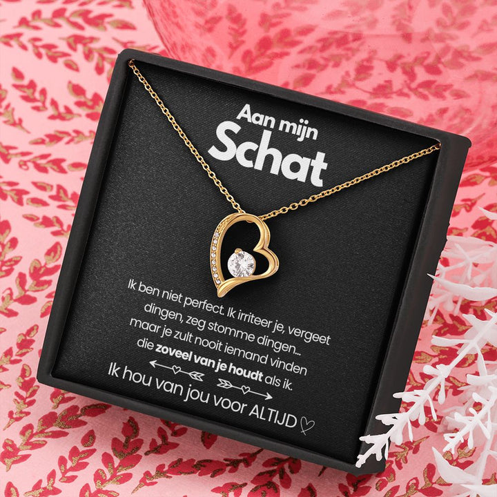 Pendant Necklace with Heart-Shaped Zirconia Stone - Esmée-14k White Gold-Standard-Nora Luxe