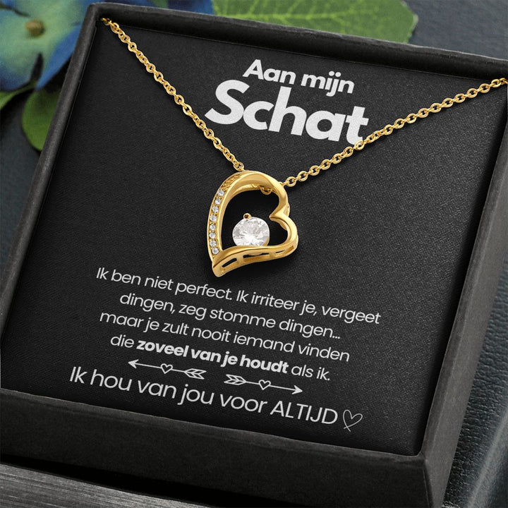 Pendant Necklace with Heart-Shaped Zirconia Stone - Esmée-14k White Gold-Standard-Nora Luxe
