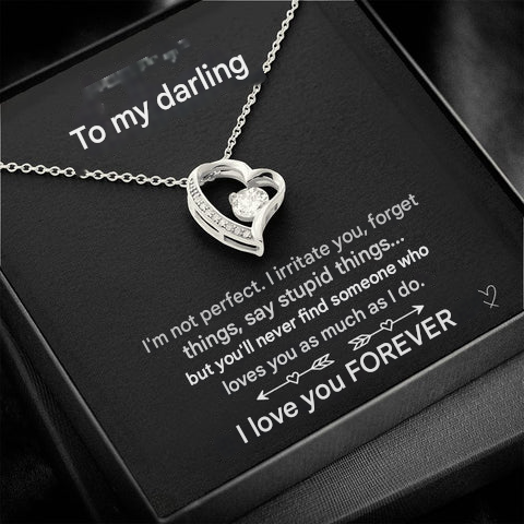 Pendant Necklace with Heart-Shaped Zirconia Stone - Esmée-14k White Gold-Standard-Nora Luxe