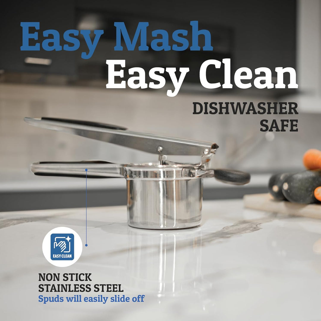Perfect Mashed Potatoes: Heavy Stainless Steel Potato Masher-Black-Hard disk-Nora Luxe