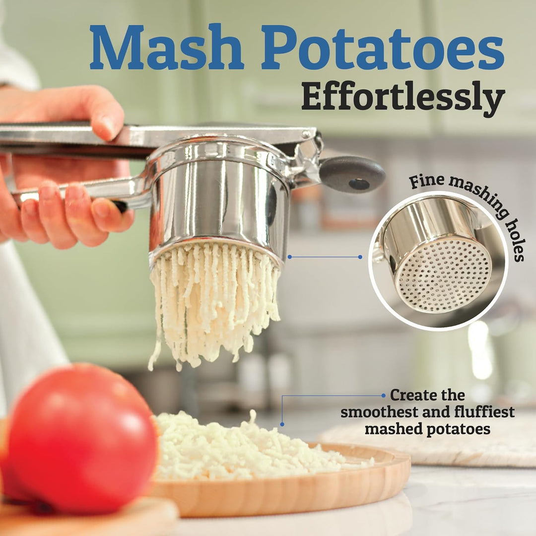 Perfect Mashed Potatoes: Heavy Stainless Steel Potato Masher-Black-Hard disk-Nora Luxe