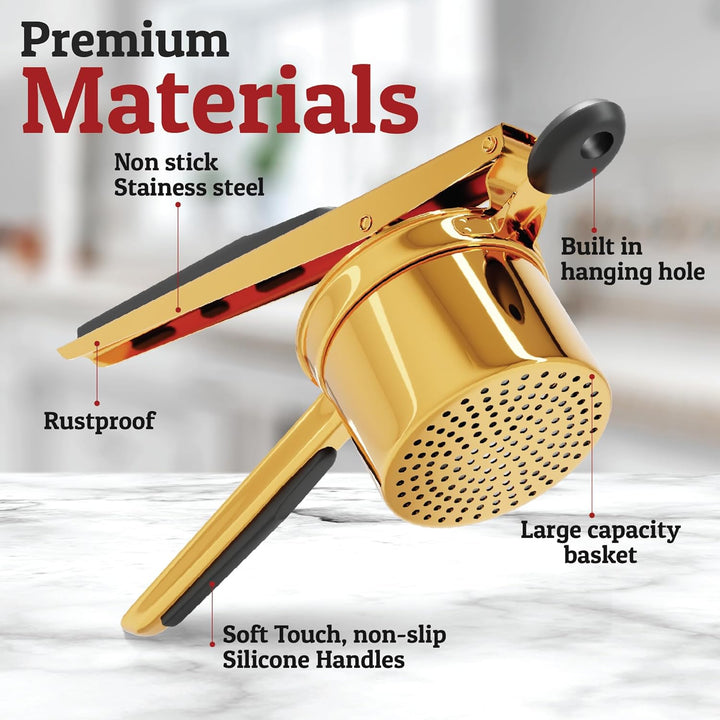 Perfect Mashed Potatoes: Heavy Stainless Steel Potato Masher-Black-Hard disk-Nora Luxe