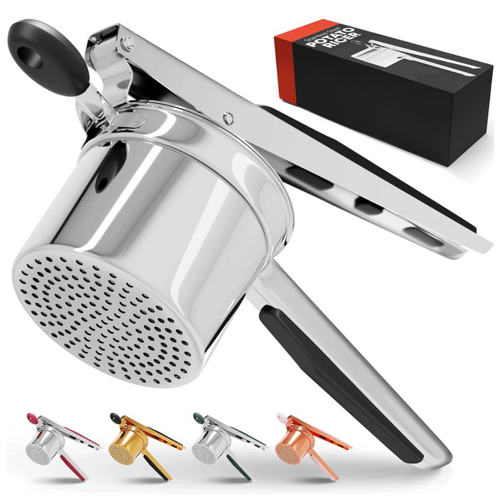 Perfect Mashed Potatoes: Heavy Stainless Steel Potato Masher-Black-Hard disk-Nora Luxe