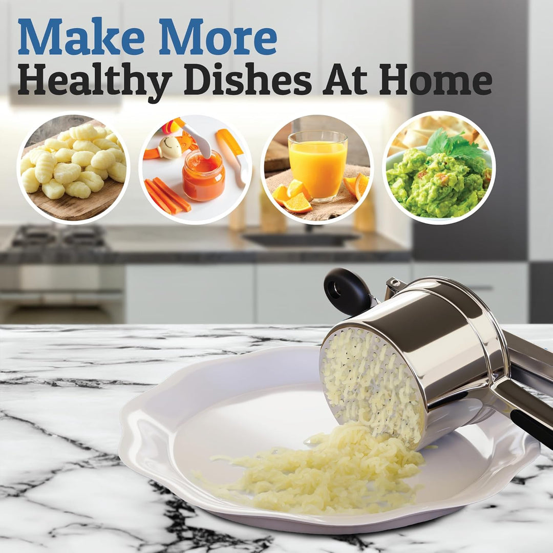 Perfect Mashed Potatoes: Heavy Stainless Steel Potato Masher-Black-Hard disk-Nora Luxe