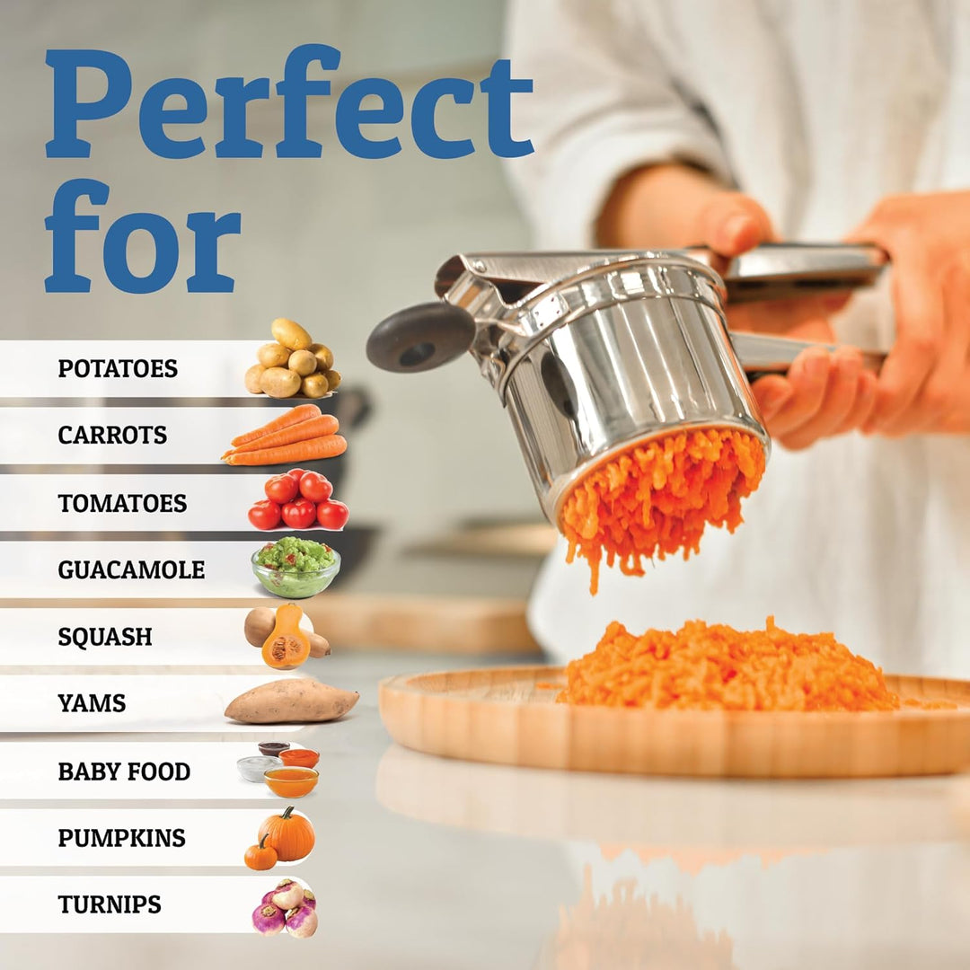 Perfect Mashed Potatoes: Heavy Stainless Steel Potato Masher-Black-Hard disk-Nora Luxe