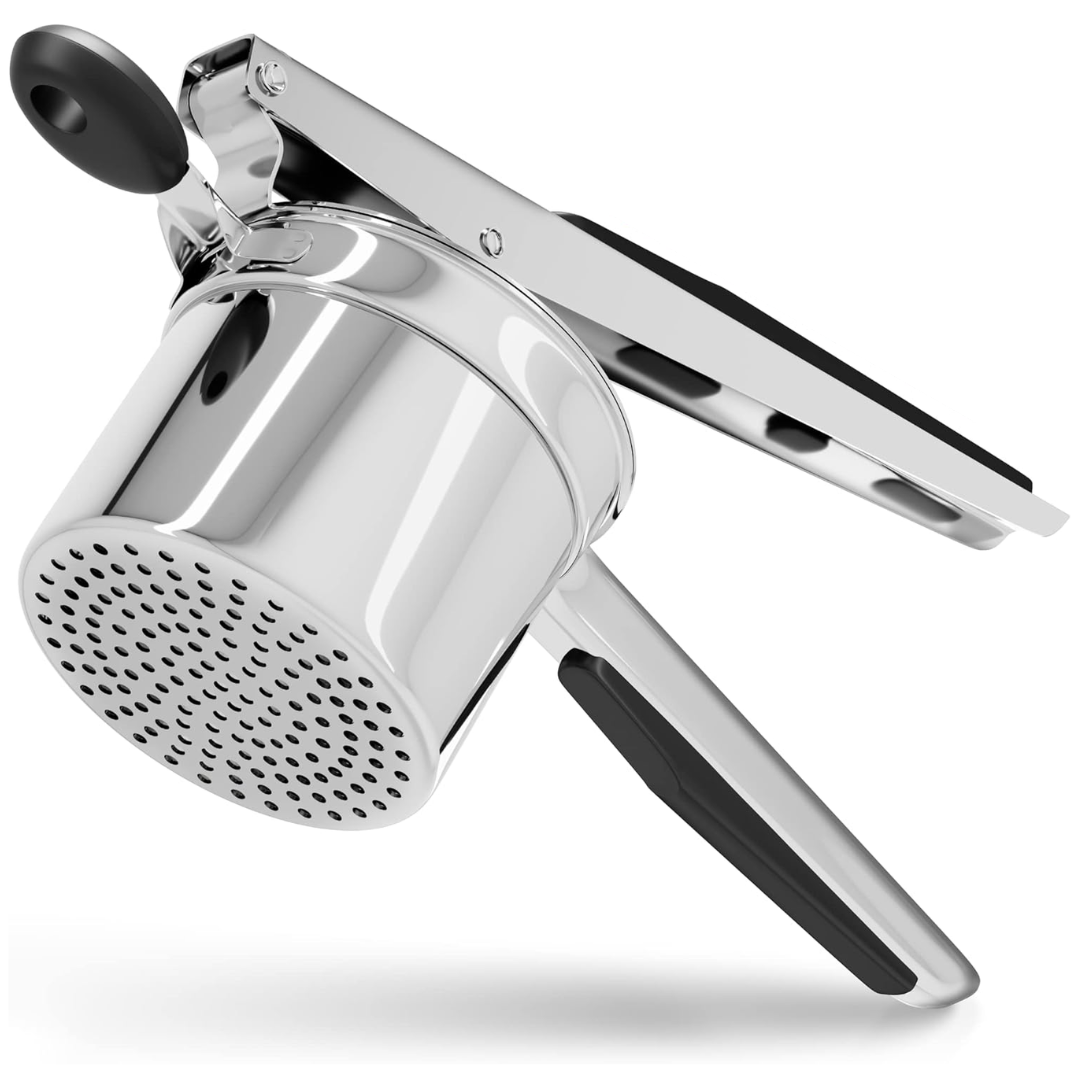 Perfect Mashed Potatoes: Heavy Stainless Steel Potato Masher-Black-Hard disk-Nora Luxe