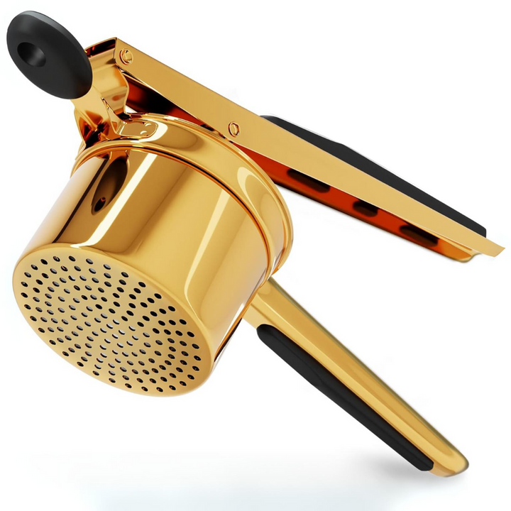 Perfect Mashed Potatoes: Heavy Stainless Steel Potato Masher-Gold-Hard disk-Nora Luxe