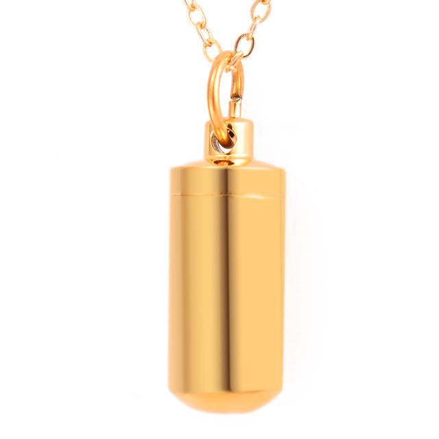 Personalised Ashes Memorial Necklace | Custom Urn Pendant Jewellery-Gold-Nora Luxe