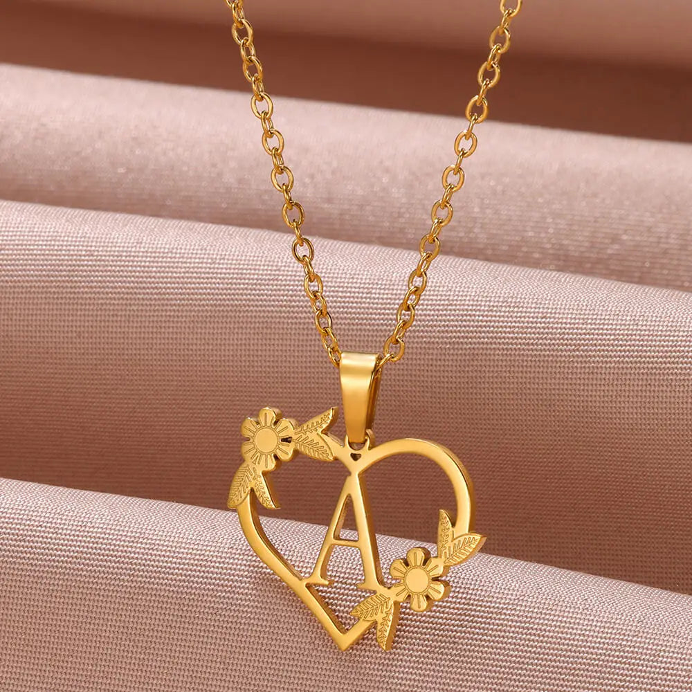 Personalised Heart Initial Necklace | Custom Jewellery-A-Nora Luxe