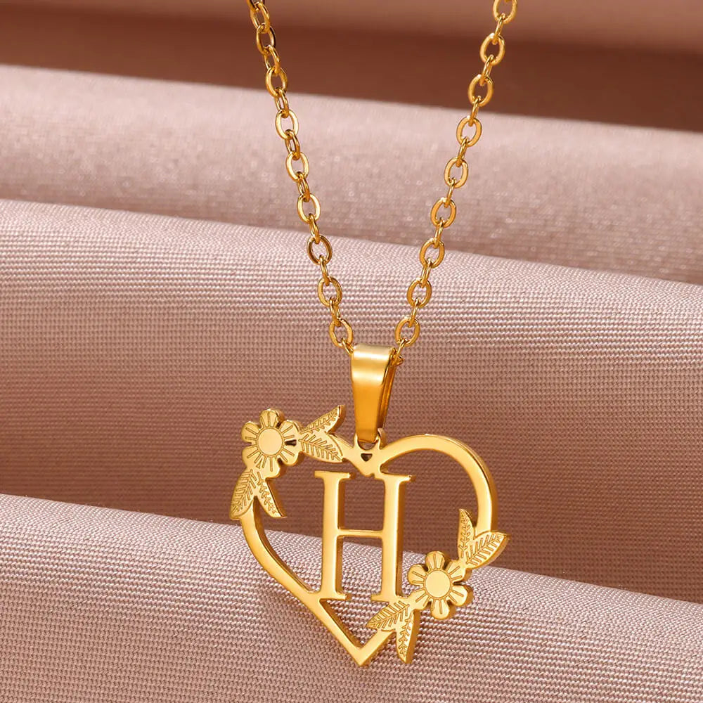 Personalised Heart Initial Necklace | Custom Jewellery-H-Nora Luxe