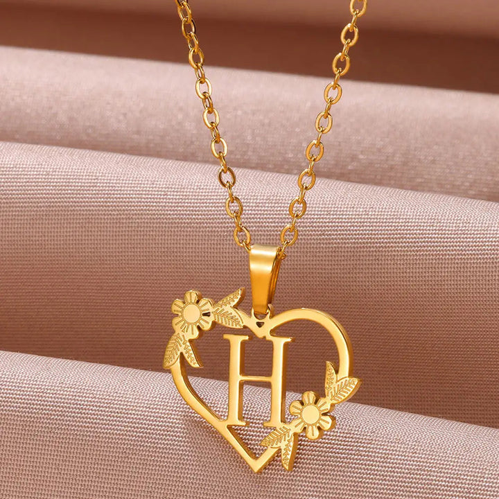 Personalised Heart Initial Necklace | Custom Jewellery-H-Nora Luxe